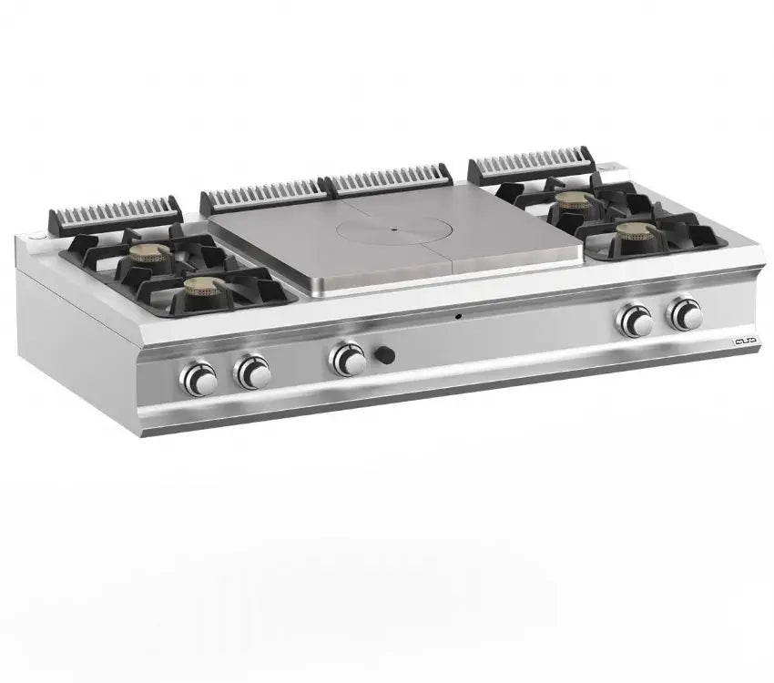 Plaque coup de feu professionnel a gaz avec fourneau 4 feux vif a poser domina pro 700 - TPG715T4XL - MBM by MBM