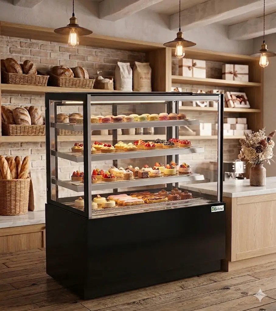 Vitrine Pâtisserie Panoramique 540L - 4 Faces Vitrées & 3 Étagères - Froid Ventilé - EDEN700 - Collin Lucy by Collin Lucy