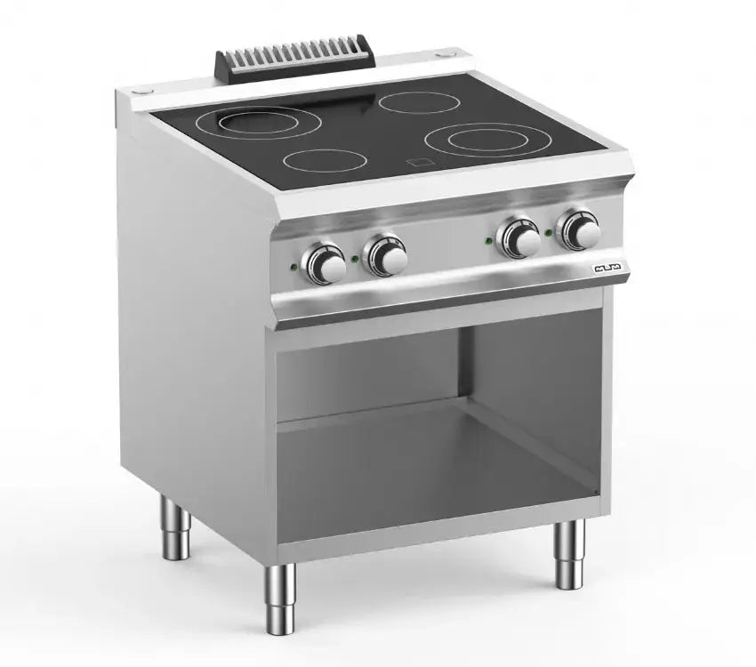 Fourneau professionnel electrique 4 plaque vitrocéramique sur soubassment libre domina pro 700 - VC77A - MBM by MBM