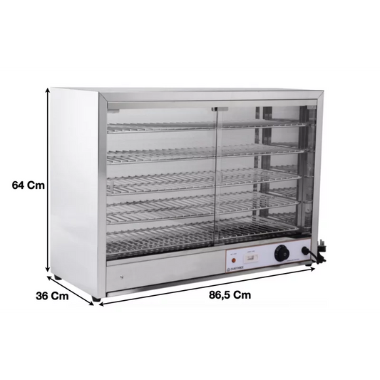 Vitrine chauffante en inox L 865 mm